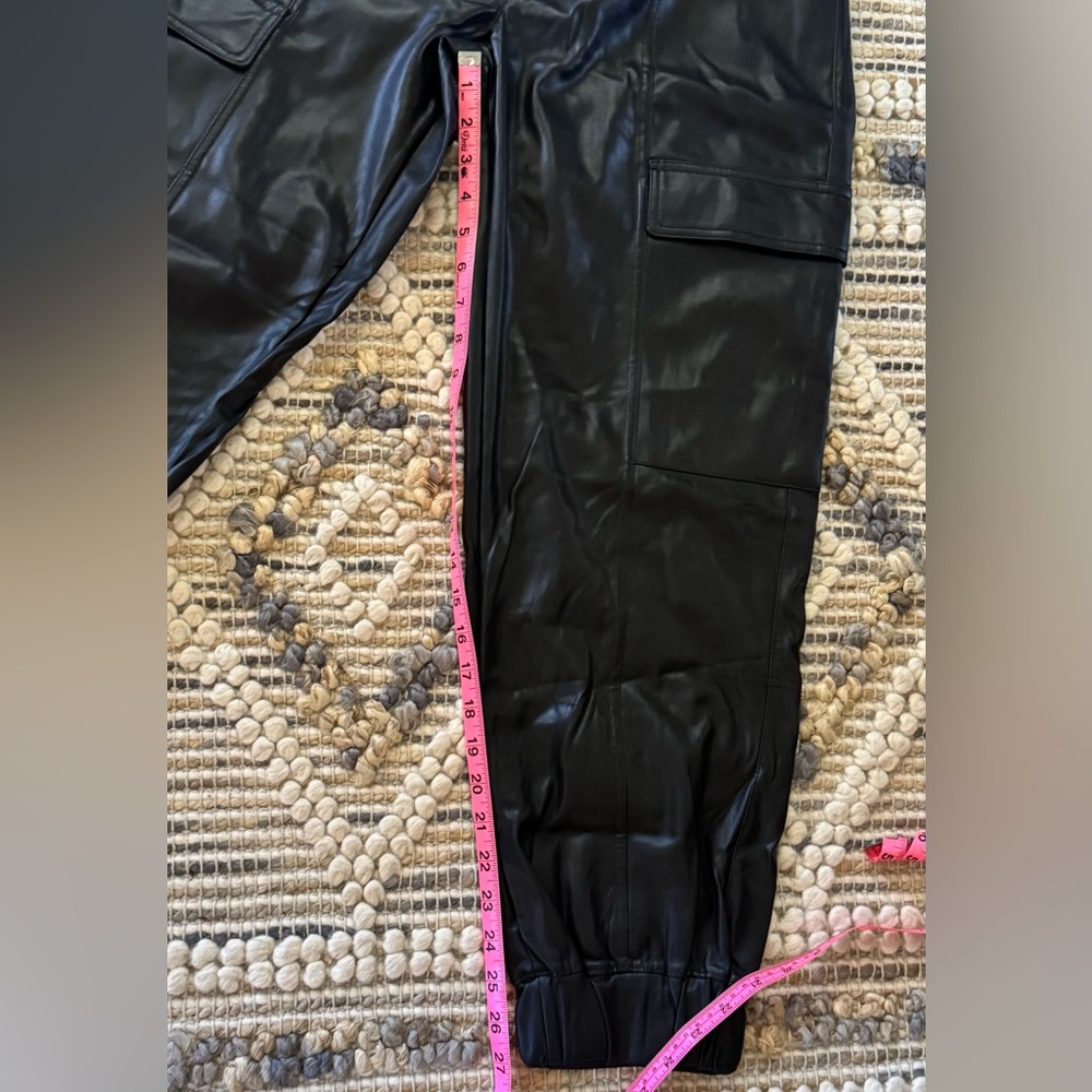 Madden NYC Black Faux Leather Cargo Jogger Pants - Picture 8 of 8
